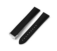 Run Ken Compatible With Tank Santos Swatch Universal 20mm 21mm 22mm Quick Release FKM Rubber Strap With Folding Clasp(Black With Buckle,20mm)