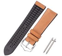 Run Ken Cowhide And Silicone Watch Strap Bracelet 18 20 22mm Men Women Waterproof Breathable Watchbands Watches Clock Accessories(Smooth Brown,18mm)