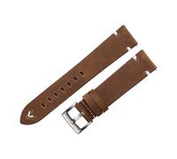 Run Ken Cowhide Watch Straps Bracelet 18mm 20mm 22mm Red Brown Handmade Oil Wax Genuine Leather Watchbands Quick Release Compatible With Gear S3(Vintage brown-silver,22mm)