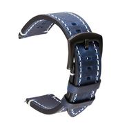 Run Ken Crazy Horse Calfskin Leather Watch Band 18mm 20mm 22mm 24mm Straps Watchbands Dark Brown Gray Black Blue Green Belt(Blue,18mm)