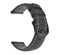 Run Ken Fashion Oil Wax Genuine Leather Watch Band 19mm 20mm 21mm 22mm 23mm 24mm Watch Straps Watchbands Belt Brown Blue Black(Crazy horse black-B,24mm)