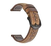 Run Ken Fashion Oil Wax Genuine Leather Watch Band 19mm 20mm 21mm 22mm 23mm 24mm Watch Straps Watchbands Belt Brown Blue Black(Crazy horse brown2-B,19mm)