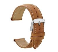 Run Ken Genuine Leather Watch Strap 14mm 16mm 18mm 19mm 20mm 21mm 22mm 24mm Replacement Watch Bands Compatible With Women Men Wristwatch(Black-Dark Brown-B,23mm)