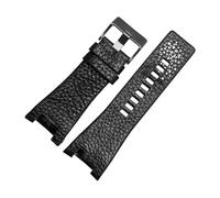 Run Ken Genuine Leather Watch Strap Compatible With Diesel DZ1216 DZ1273 DZ4246 DZ4247 DZ4287 Bracelet Mens Watchband Wristwatches Notch Band 32mm(Black-black A)