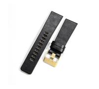 Run Ken Genuine Leather Watchbands Compatible With Diesel Dz4343 Dz4405 Dz7257 Dz4423 Waterproof Cow Strap 22 24 26 28mm(Black-Golden-K3,22mm)