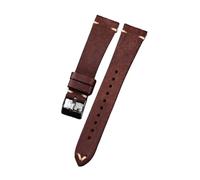 Run Ken Handmade Frosted Leather Watchband 18 19 20mm Retro First Layer Cowhide Soft Bracelet Suitable Compatible With Antique Watch Straps(Brown,22mm)