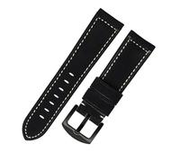 Run Ken Handmade Vintage Crazy Horse Leather Watch Band Top Layer Cowhide 19mm-24mm Width Adjustable Straps For Watches(Black black buckle,19mm)