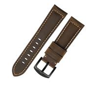 Run Ken Handmade Vintage Crazy Horse Leather Watch Band Top Layer Cowhide 19mm-24mm Width Adjustable Straps For Watches(Brown black buckle,20mm)