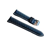 Run Ken Handmade Watchband Soft Genuine Leather Watch Strap 18 20 22 24mm Porous Ventilation Wristband(Black-white wire,20mm)