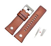 Run Ken Italian Leather Watchband Compatible WithDiesel DZT2002 DZ7314 7406 4471 7332 4476 Strap Brown 22mm 24mm 26mm Bracelet Men Retro Wristband(05-silver buckle,28mm)