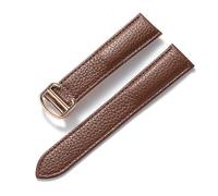 Run Ken Men's And Women's Leather Straps Folding Buckle Strap,(Brown rose buckle,17mm)