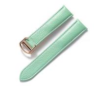Run Ken Men's And Women's Leather Straps Folding Buckle Strap,(Light blue rose,20mm)