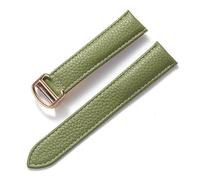 Run Ken Men's And Women's Leather Straps Folding Buckle Strap,(Olive green rose,21mm)
