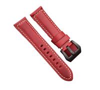 Run Ken Oil Wax Cowhide Genuine Leather Watchbands For Women Men Blue Green Yellow Red Strap In 20mm 22mm 24mm 26mm(Red Black Buckle,26mm)