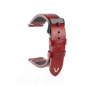 Run Ken Oil Wax Leather Watch Strap 18mm 19mm 20mm 22mm Vintage Black Blue Brown Available Handmade Watchband(Red 2,20mm)