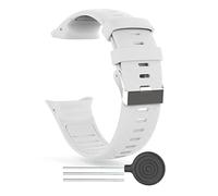 Run Ken Safe Silicone Watch Band Sturdy Buckle Wrist Strap Compatible with Polar Vantage V Watch Kit(White)