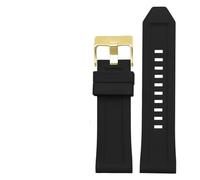 Run Ken Silicone Rubber Bracelet Watch Band 24mm 26mm 28mm Compatible With Diesel DZ4496 DZ4427 DZ4487 DZ4323 DZ4318 DZ4305 Mens Watches Strap(Black gold buckle,24mm)