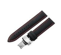 Run Ken Soft Silicone Watch Strap Waterproof Men's Rubber Watchband Accessories 20mm 22mm 24mm(Black red-Steel-B1,20mm)