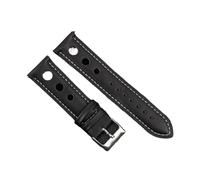 Run Ken Solid Color Watchband Genuine Leather Hand-Stitching Vintage Strap Compatible With Rolex Watch Watchbands Strap 18mm 20mm 22mm 24mm For Men(Black-white line,24mm)