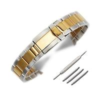 Run Ken Stainless Steel Strap Watch Accessories Wristband 17mm 20mm Compatible With Daytona Series Arc Mouth Band(Silver and Gold,20mm)