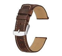 Run Ken Watch Band 18mm 20mm 22mm Crazy Horse Leather Strap Vintage Retro Style Belt Bracelet For Men Women(Beige Stitching,20mm)