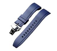 Run Ken Waterproof Rubber Butterfly Clasp Strap 20 22 24mm Men's Blue Green Black Quick Release Silicone Bracelet, & Watch(Bule,20mm)