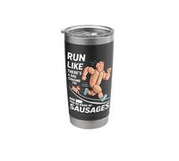 Run Like A Dog is Chasing You Funny Marathon Running Stainless Steel Insulated Tumbler