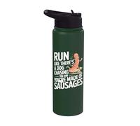 Run Like A Dog is Chasing You Funny Running Stainless Steel Insulated Water Bottle