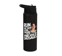 Run Like A Dog is Chasing You Funny Running Stainless Steel Insulated Water Bottle