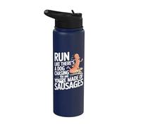 Run Like A Dog is Chasing You Funny Running Stainless Steel Insulated Water Bottle