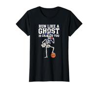 Run Like A Ghost is Humor Quote Whistle Dodgeball Halloween Value Graphic T-Shirt, Women, Black, L