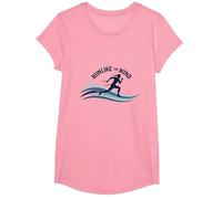 Run Like The Wind Cross Country Runner Motivational T-Shirt, Girls, Pink, Medium