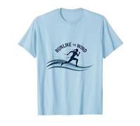 Run Like The Wind Cross Country Runner Motivational T-Shirt, Men, Baby Blue, L