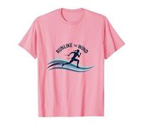 Run Like The Wind Cross Country Runner Motivational T-Shirt, Men, Pink, L