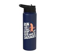 Run Like There's A Dog Chasing You Funny Running Runner Stainless Steel Insulated Water Bottle