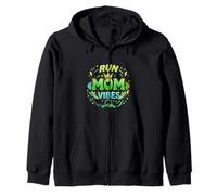 Run Mom Vibes Active Lifestyle Motivation Style Zip Hoodie