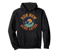 Run Now Ache Later, Motivational Running, Mountain Sunset Pullover Hoodie