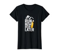 Run Now, Beer Later Value Graphic T-Shirt, Women, Black, XL