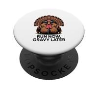 Run Now Gravy Later Funny Thanksgiving Turkey PopSockets Adhesive PopGrip