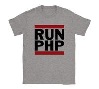 Run PHP Mens T-Shirt Funny Coder Web Developer Websites Gift Present Sports Grey