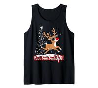 Run Rudolph Funny Cute Reindeer Runner Christmas Running Tank Top