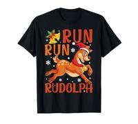 Run Run Rudolph Christmas 5K 10K Holiday Team Running T-Shirt