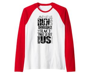 Run the Race Hebrews 12:1 Runner, marathon, 5k, half, Raglan Baseball Tee