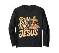 Run The Race with Jesus Christian Runner Faith - Long Sleeve T-Shirt