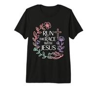 Run The Race with Jesus Christian Runner Faith - Premium T-Shirt