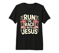 Run The Race with Jesus Christian Runner Faith - Premium T-Shirt