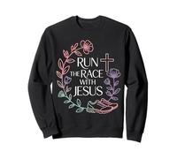 Run The Race With Jesus Christian Runner Faith - Sweatshirt