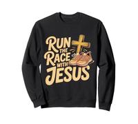Run The Race With Jesus Christian Runner Faith - Sweatshirt