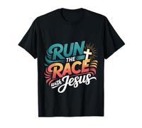 Run The Race with Jesus Christian Runner Faith - T-Shirt
