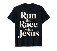Run The Race with Jesus Christian Runner Faith - T-Shirt